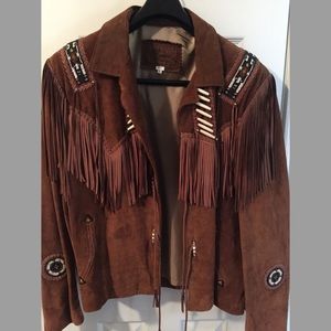 Echo Mountain Men's Suede Beaded Fringed Jacket
